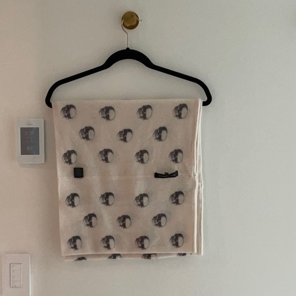 Skull Cashmere Cream Scarf with Black Skull Design
